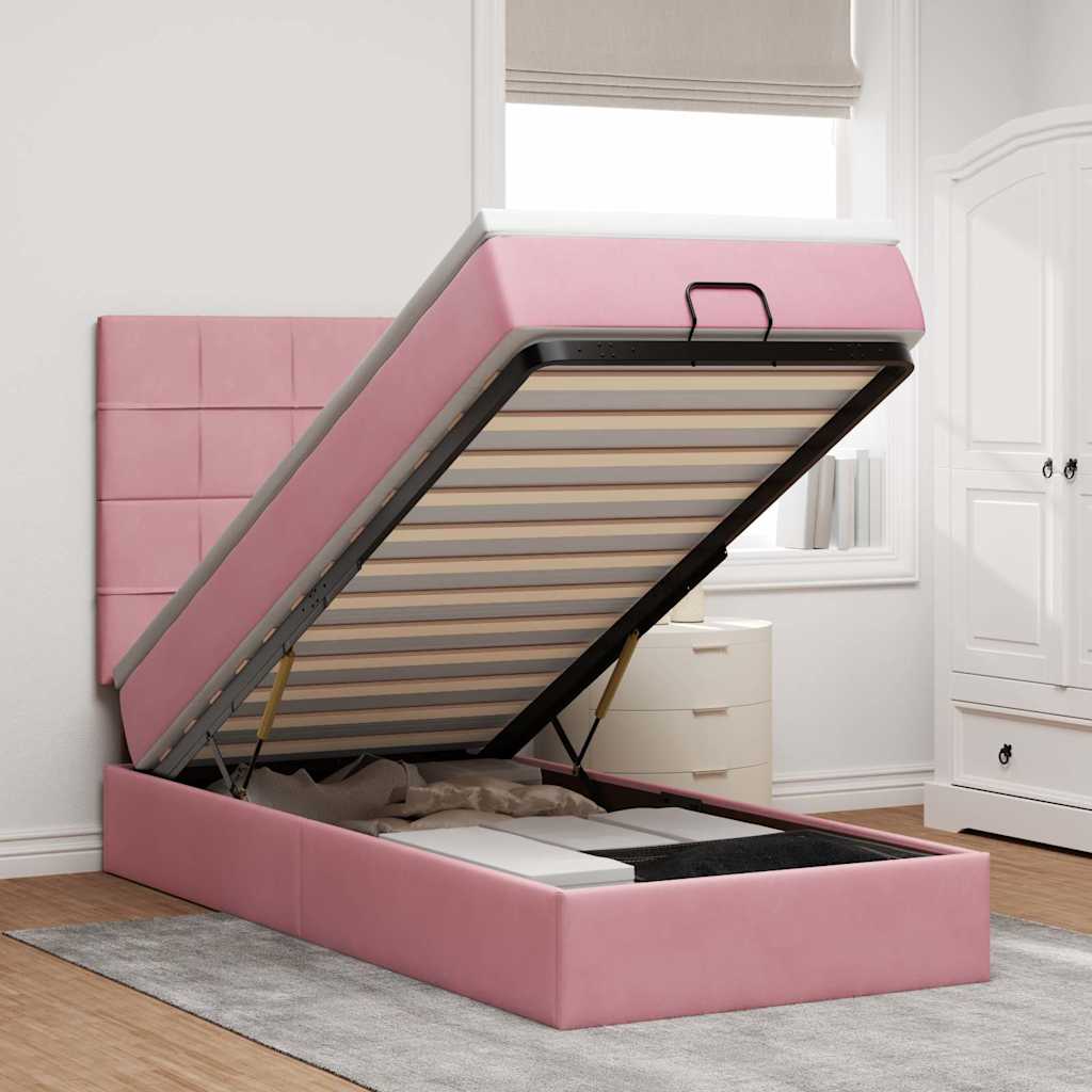 Cadre De Lit Ottoman Avec Matelas 160X200Cm Velours