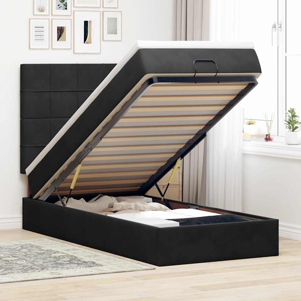 Cadre De Lit Ottoman Avec Matelas 160X200Cm Velours