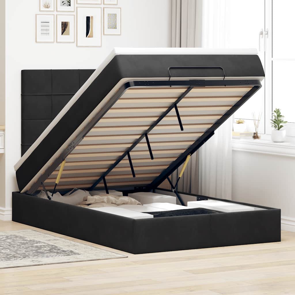 Cadre De Lit Ottoman Avec Matelas 160X200Cm Velours