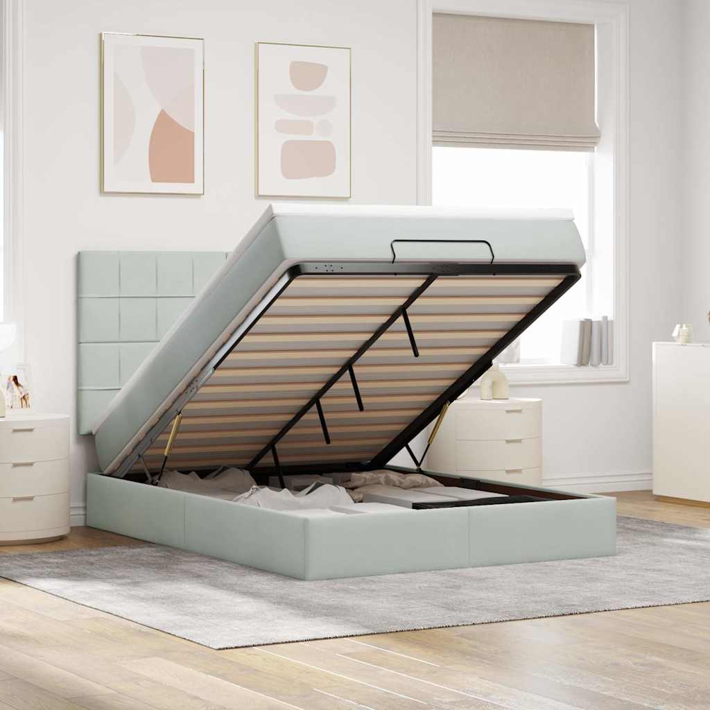 Cadre De Lit Ottoman Avec Matelas 160X200Cm Velours