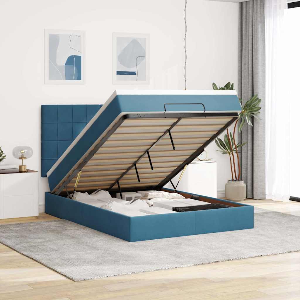 Cadre De Lit Ottoman Avec Matelas 160X200Cm Velours