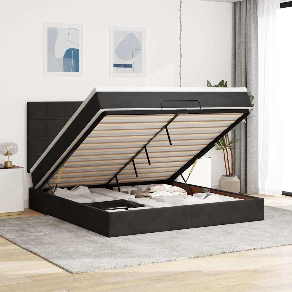 Cadre De Lit Ottoman Avec Matelas 160X200Cm Velours