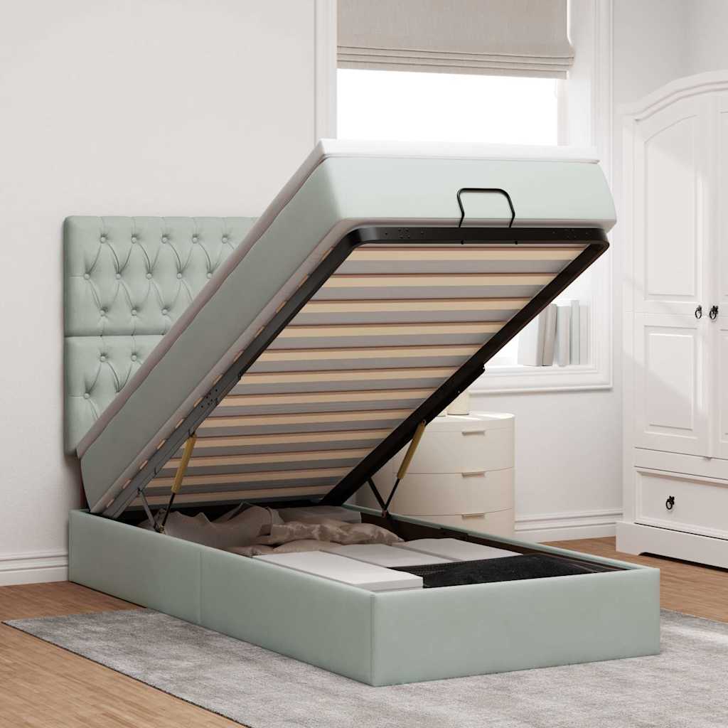 Cadre De Lit Ottoman Avec Matelas 160X200Cm Velours