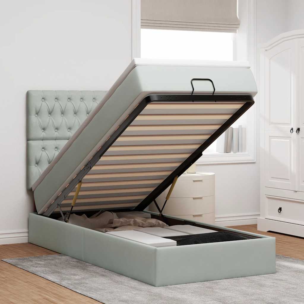 Cadre De Lit Ottoman Avec Matelas 160X200Cm Velours
