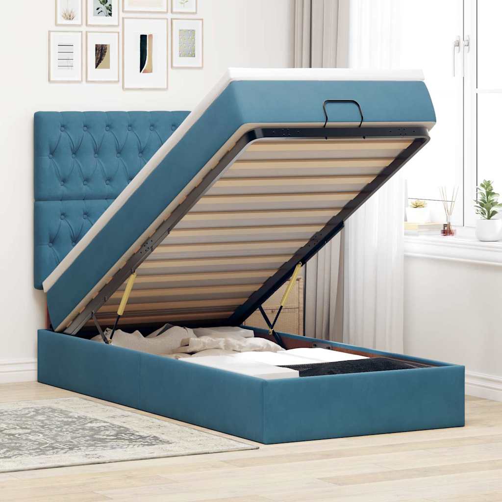 Cadre De Lit Ottoman Avec Matelas 160X200Cm Velours