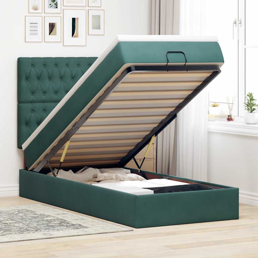 Cadre De Lit Ottoman Avec Matelas 160X200Cm Velours