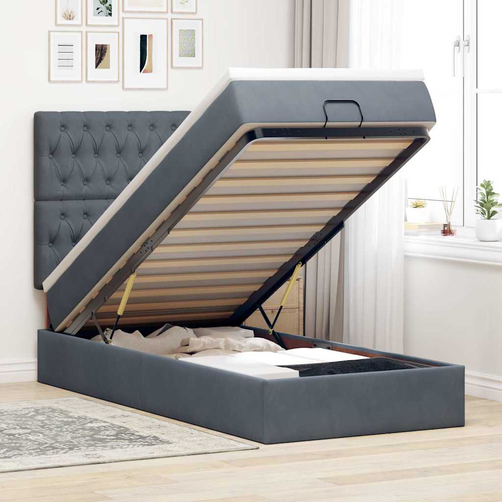 Cadre De Lit Ottoman Avec Matelas 160X200Cm Velours