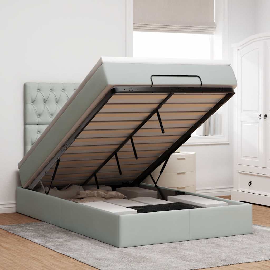 Cadre De Lit Ottoman Avec Matelas 160X200Cm Velours