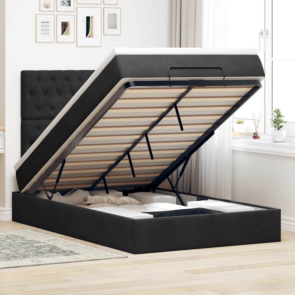 Cadre De Lit Ottoman Avec Matelas 160X200Cm Velours