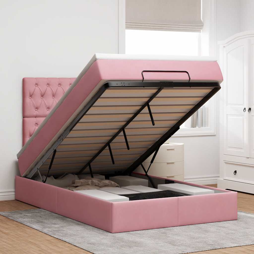 Cadre De Lit Ottoman Avec Matelas 160X200Cm Velours