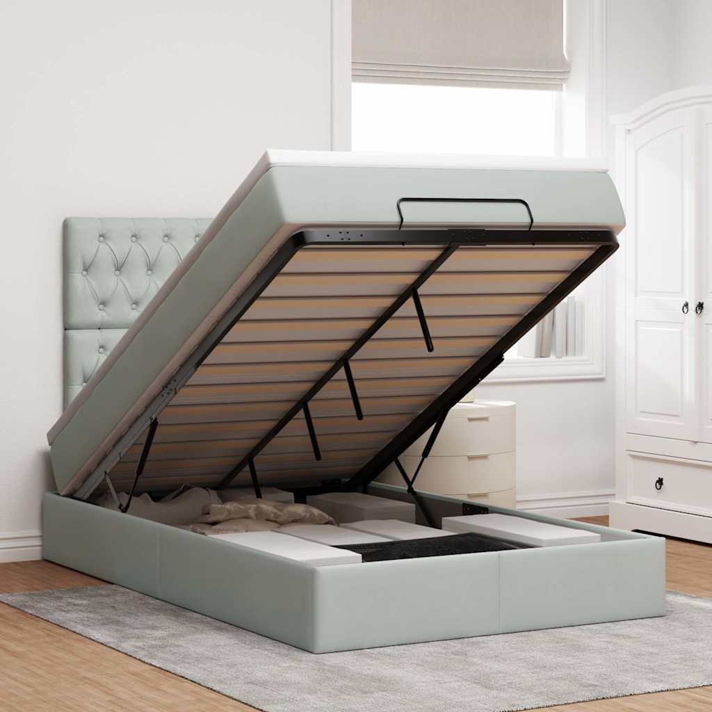 Cadre De Lit Ottoman Avec Matelas 160X200Cm Velours