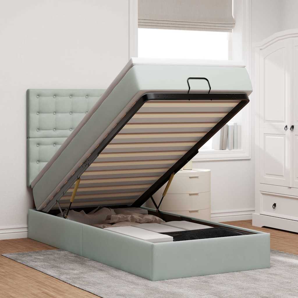 Cadre De Lit Ottoman Avec Matelas 160X200Cm Velours