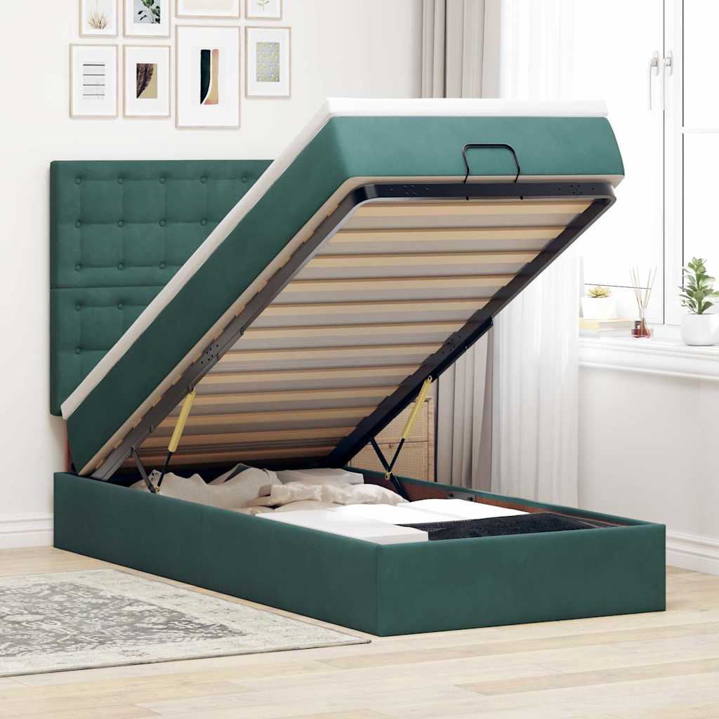 Cadre De Lit Ottoman Avec Matelas 160X200Cm Velours