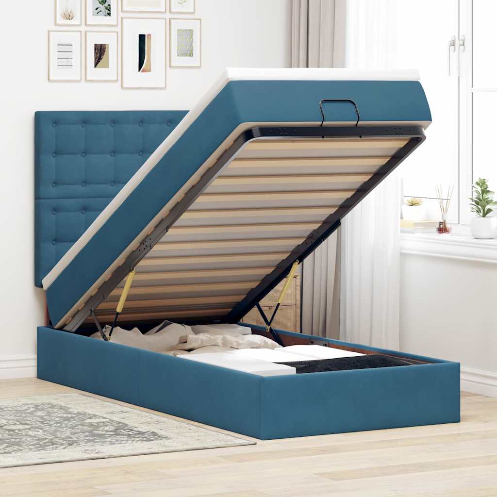 Cadre De Lit Ottoman Avec Matelas 160X200Cm Velours