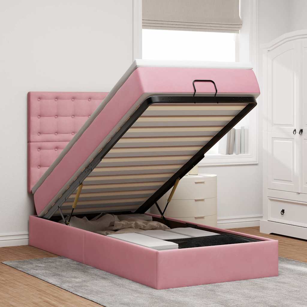 Cadre De Lit Ottoman Avec Matelas 160X200Cm Velours