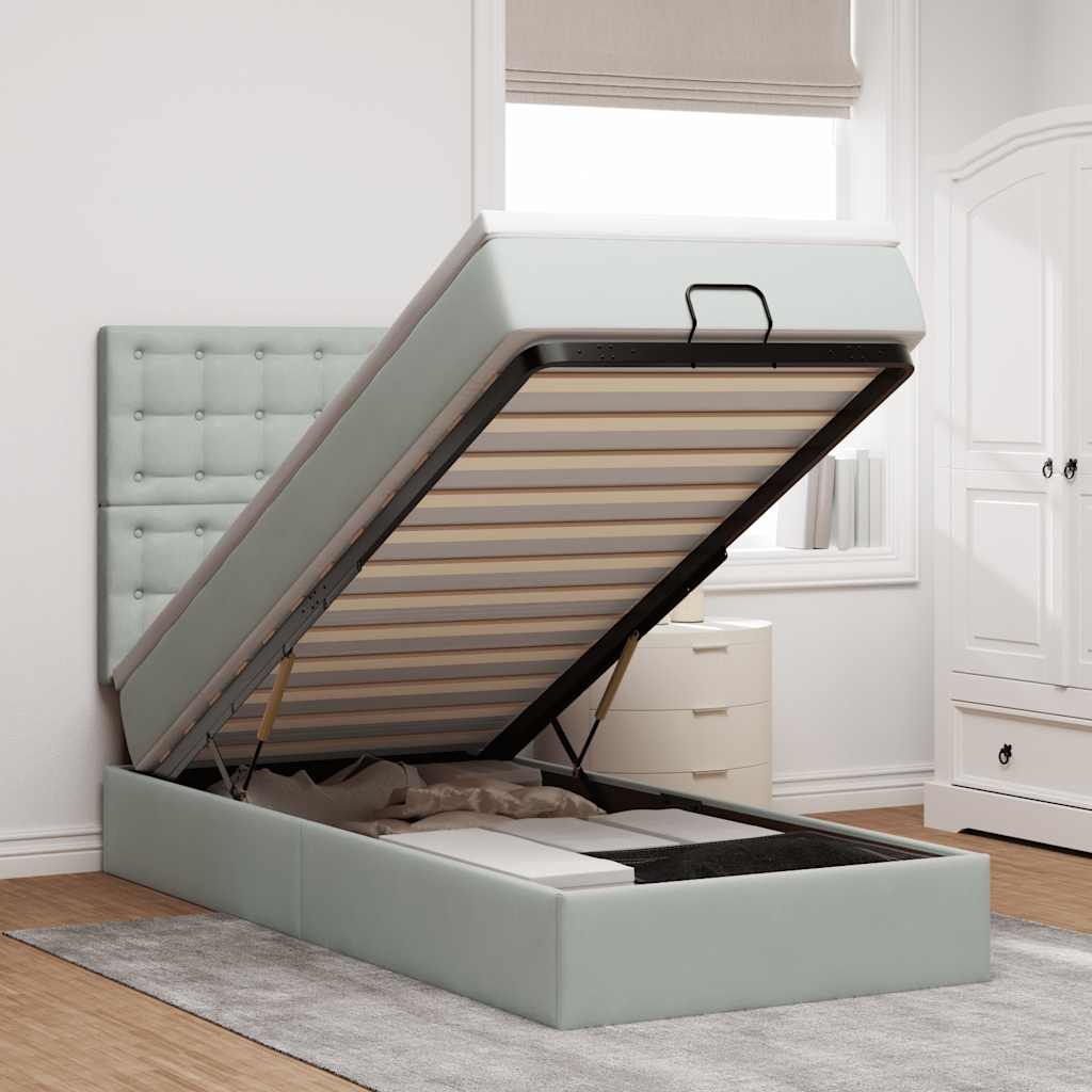 Cadre De Lit Ottoman Avec Matelas 160X200Cm Velours