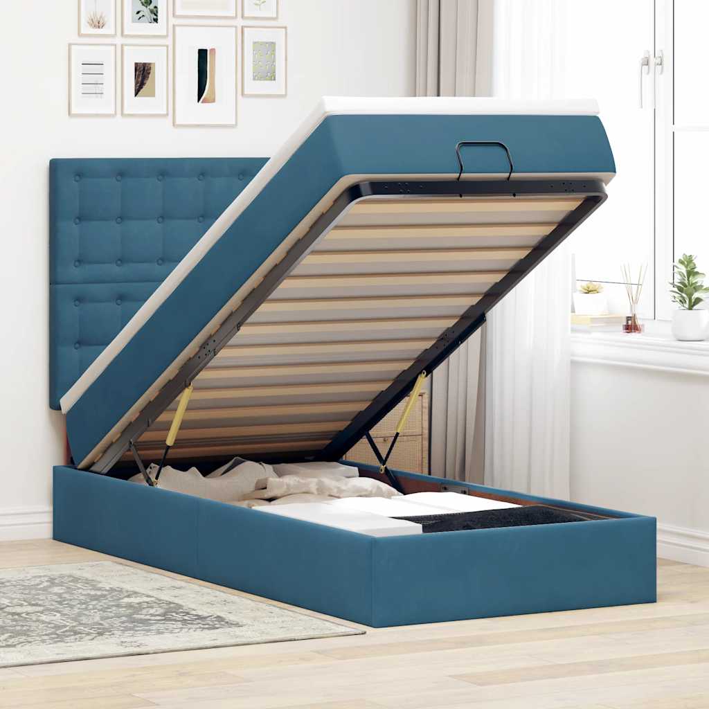 Cadre De Lit Ottoman Avec Matelas 160X200Cm Velours