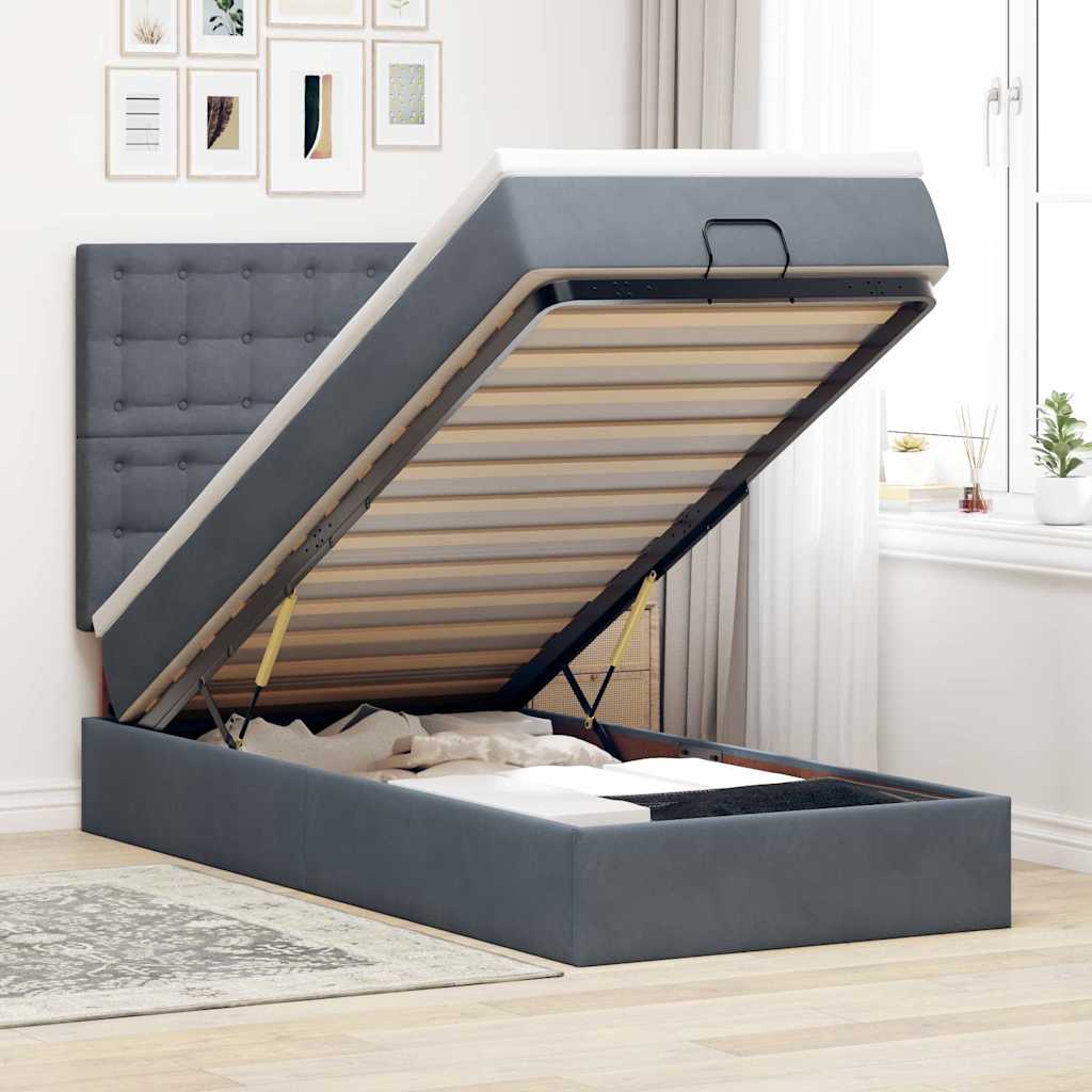 Cadre De Lit Ottoman Avec Matelas 160X200Cm Velours