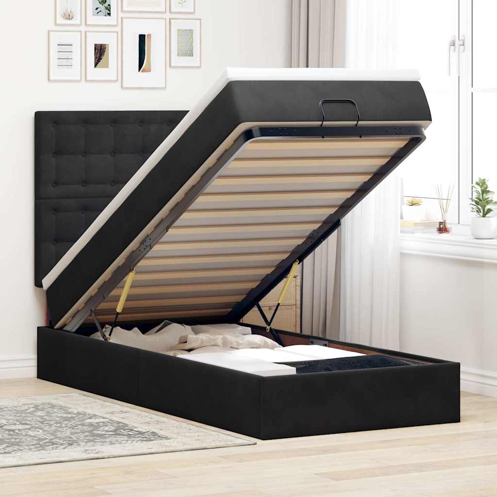 Cadre De Lit Ottoman Avec Matelas 160X200Cm Velours