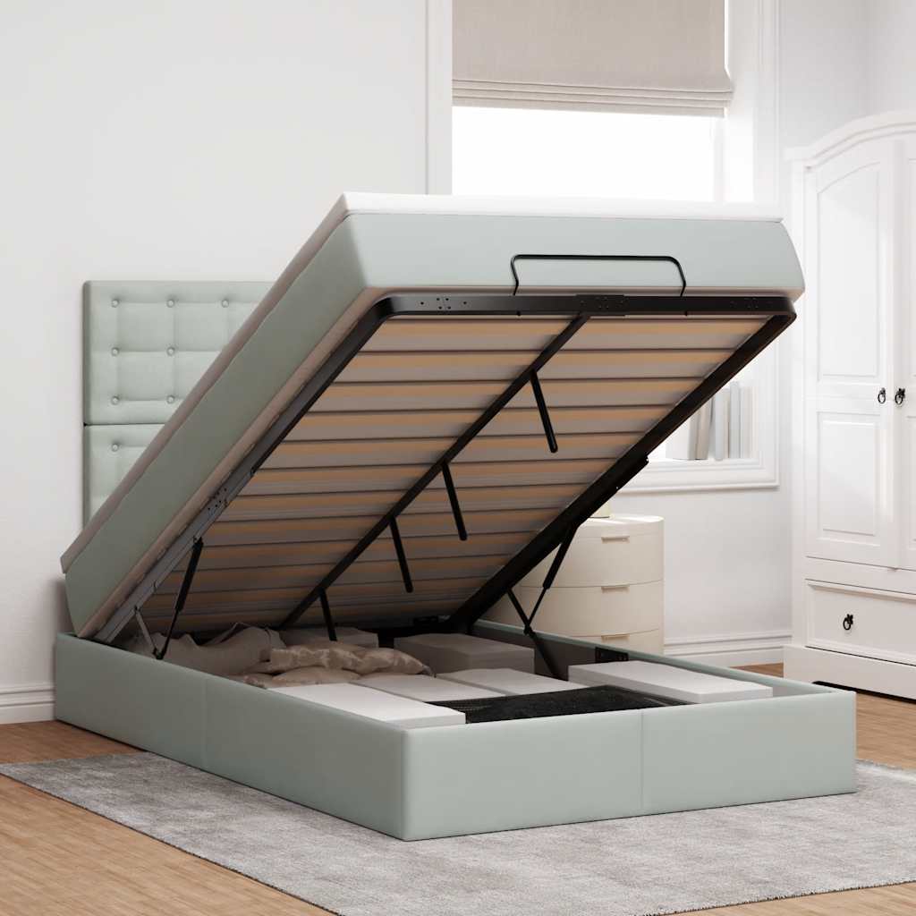 Cadre De Lit Ottoman Avec Matelas 160X200Cm Velours