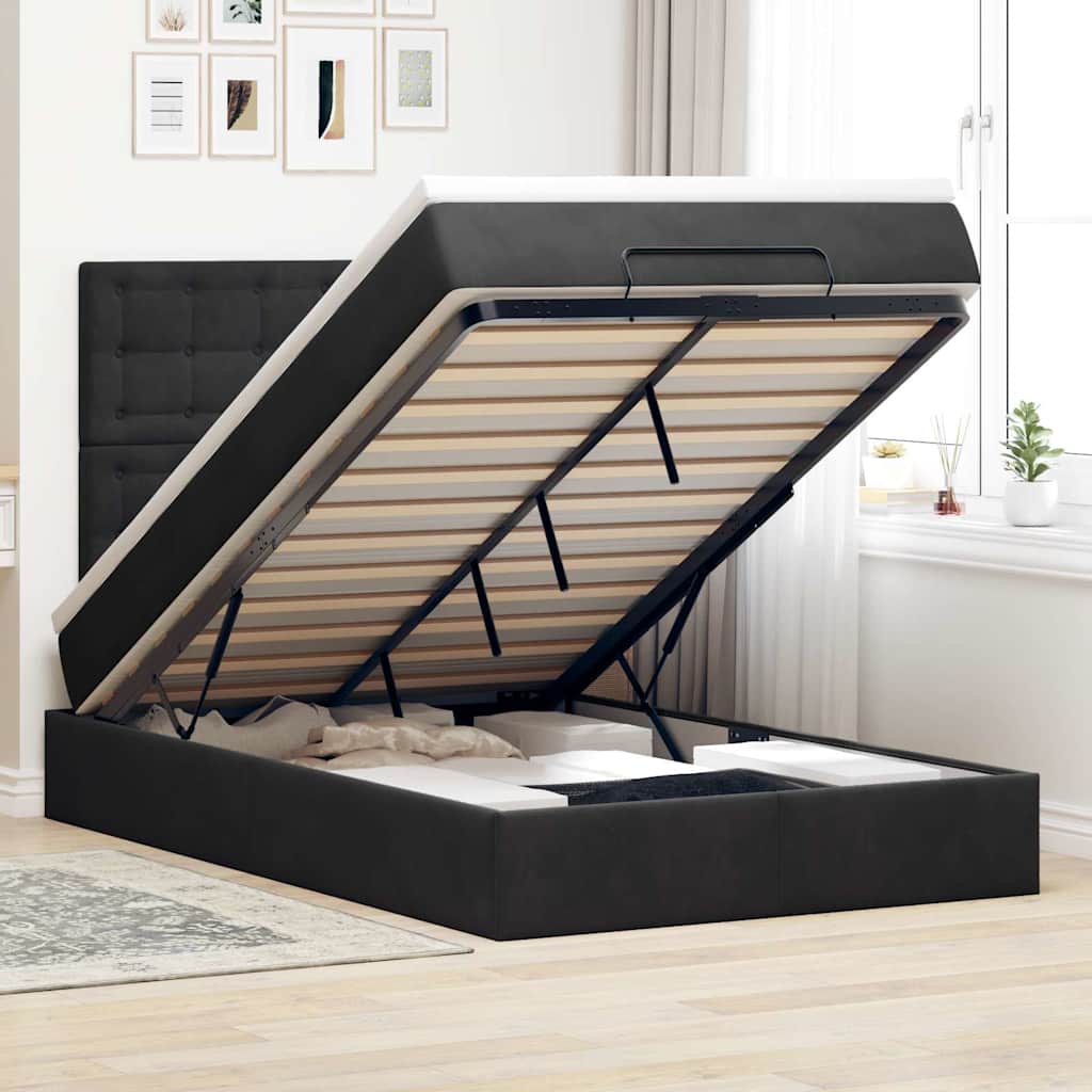 Cadre De Lit Ottoman Avec Matelas 160X200Cm Velours
