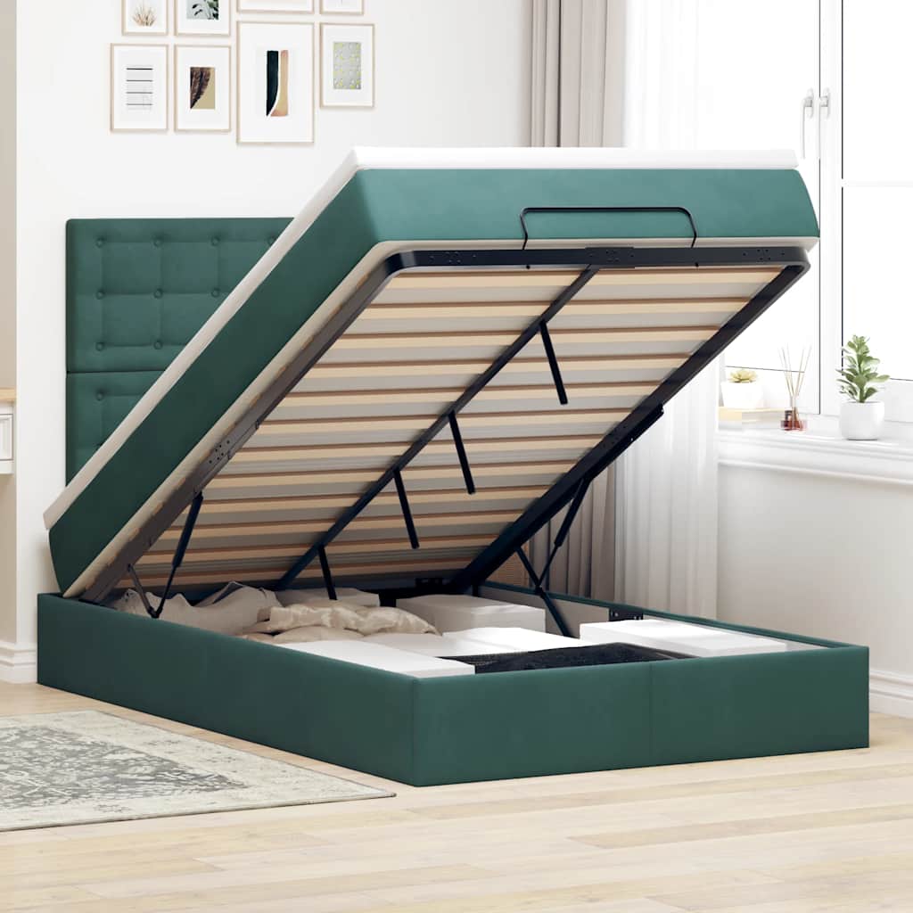 Cadre De Lit Ottoman Avec Matelas 160X200Cm Velours