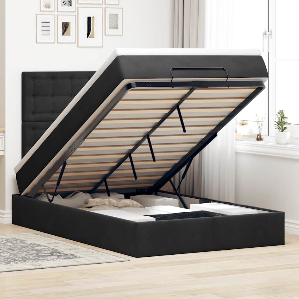 Cadre De Lit Ottoman Avec Matelas 160X200Cm Velours