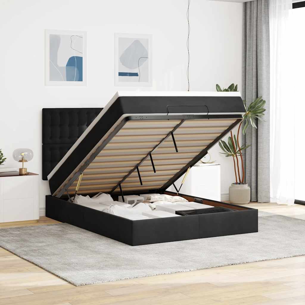 Cadre De Lit Ottoman Avec Matelas 160X200Cm Velours