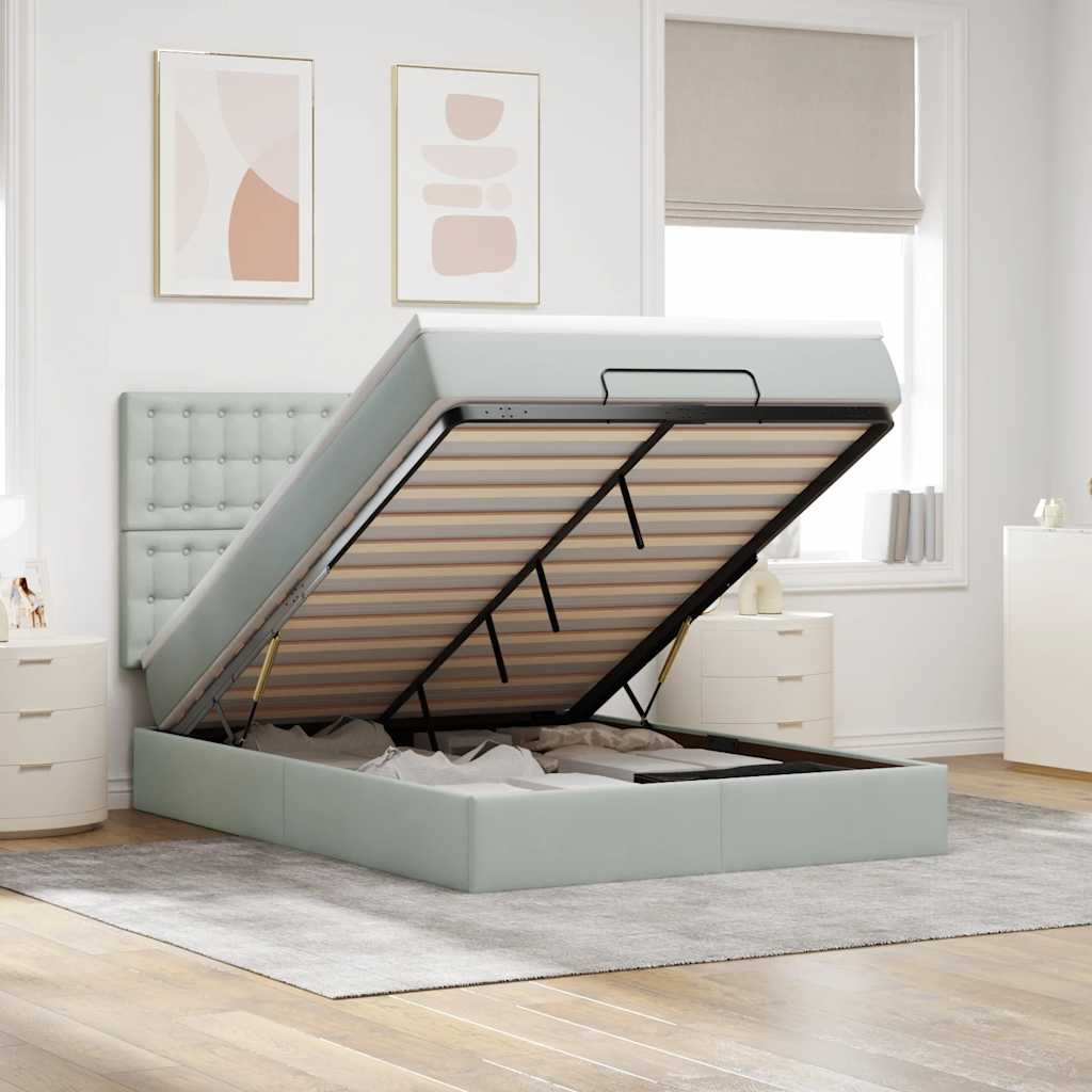 Cadre De Lit Ottoman Avec Matelas 160X200Cm Velours