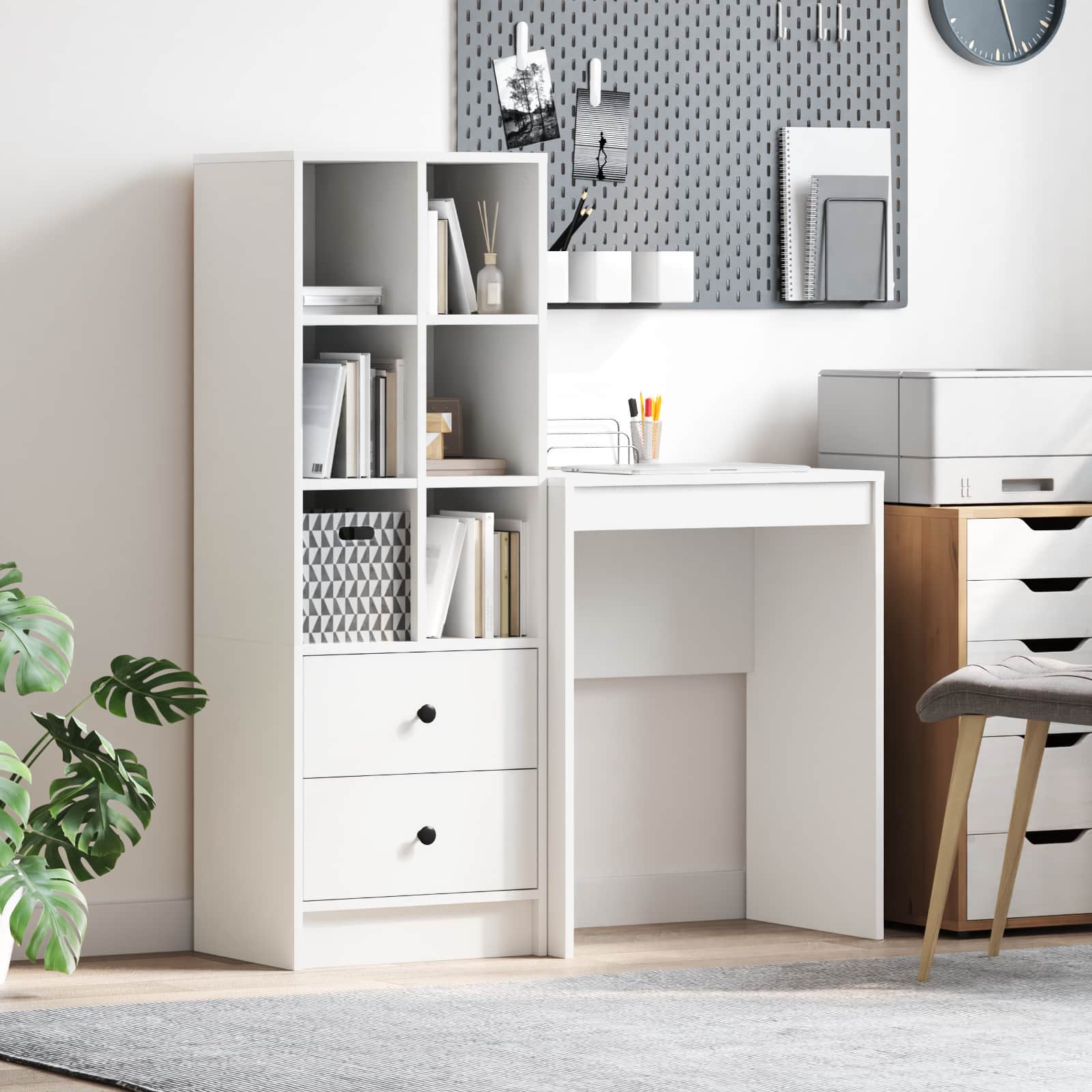 Bureau Avec Tiroir Avec Étagère 2 Pcs