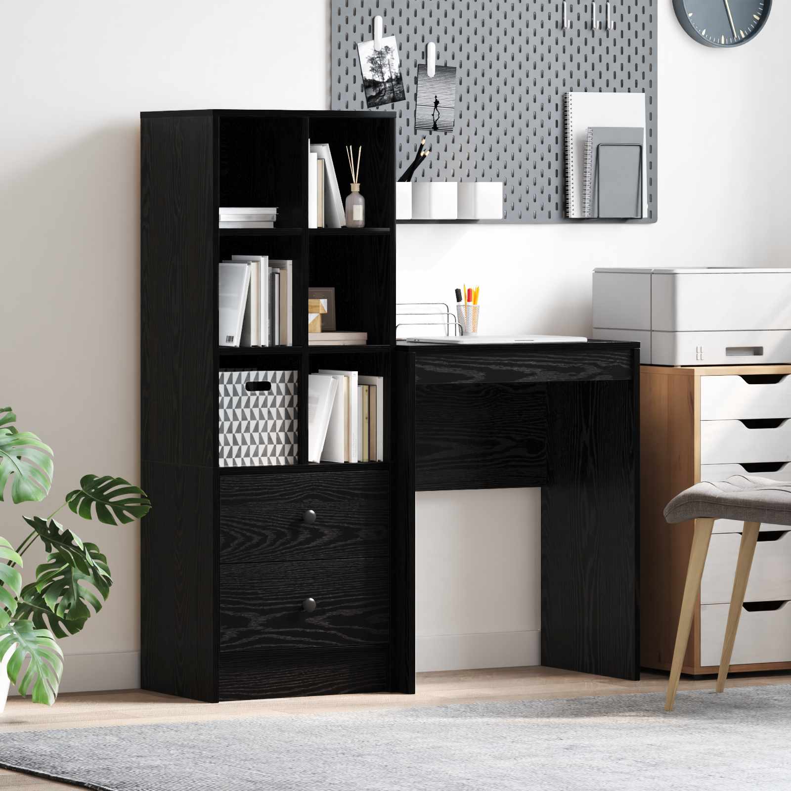 Bureau Avec Tiroir Avec Étagère 2 Pcs
