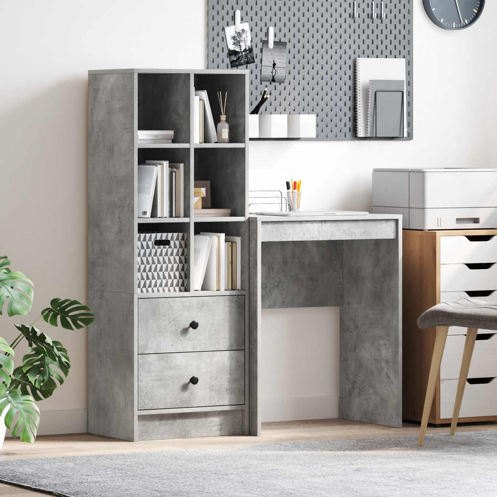 Bureau Avec Tiroir Avec Étagère 2 Pcs