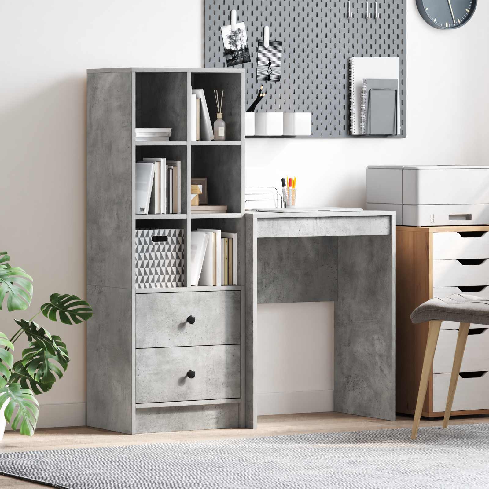 Bureau Avec Tiroir Avec Étagère 2 Pcs