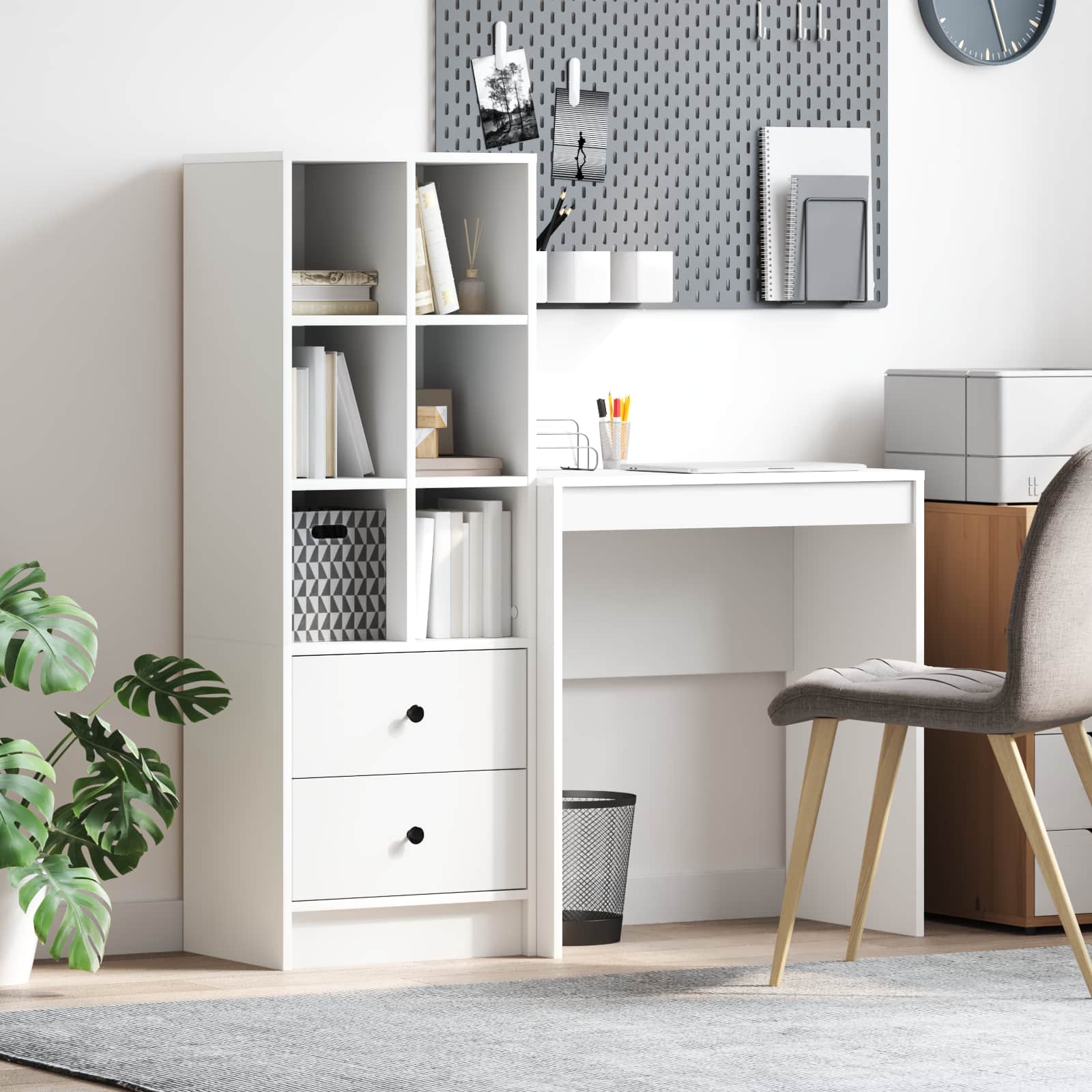 Bureau Avec Tiroir Avec Étagère 2 Pcs