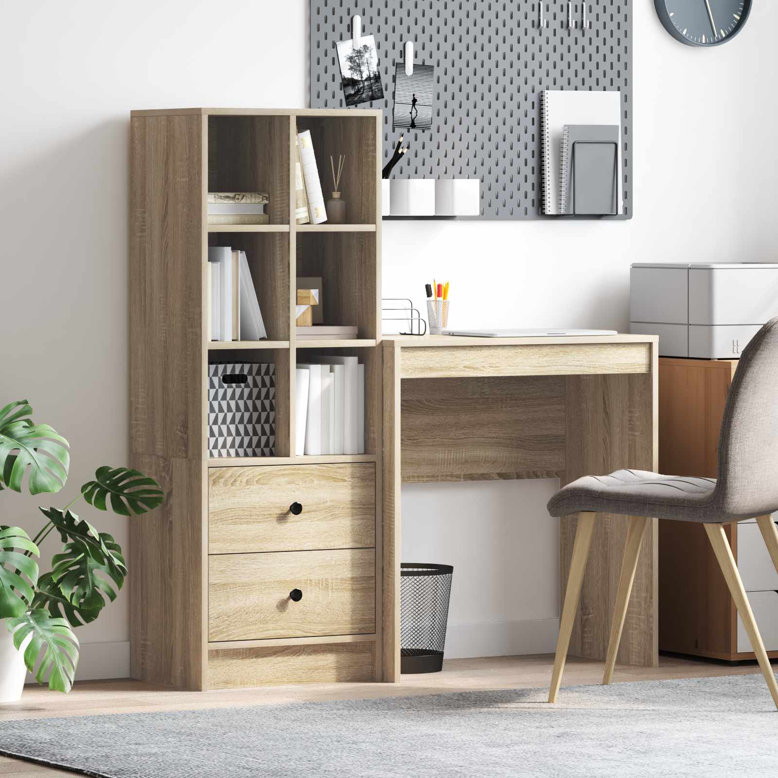 Bureau Avec Tiroir Avec Étagère 2 Pcs
