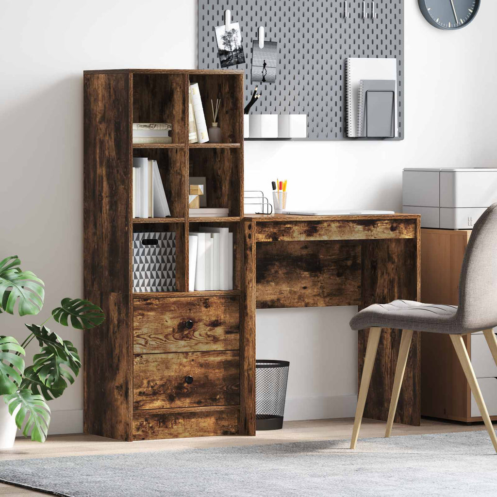 Bureau Avec Tiroir Avec Étagère 2 Pcs