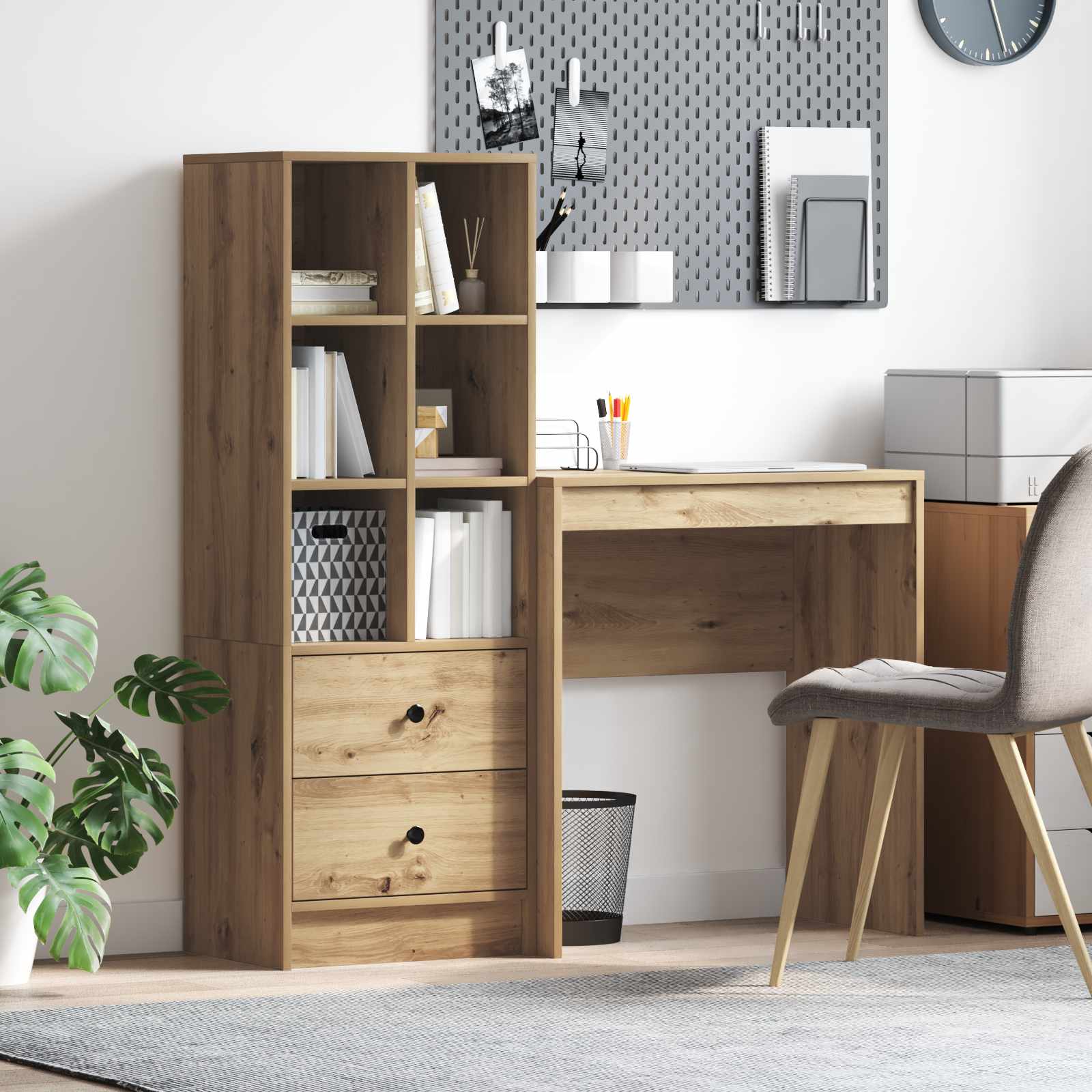 Bureau Avec Tiroir Avec Étagère 2 Pcs