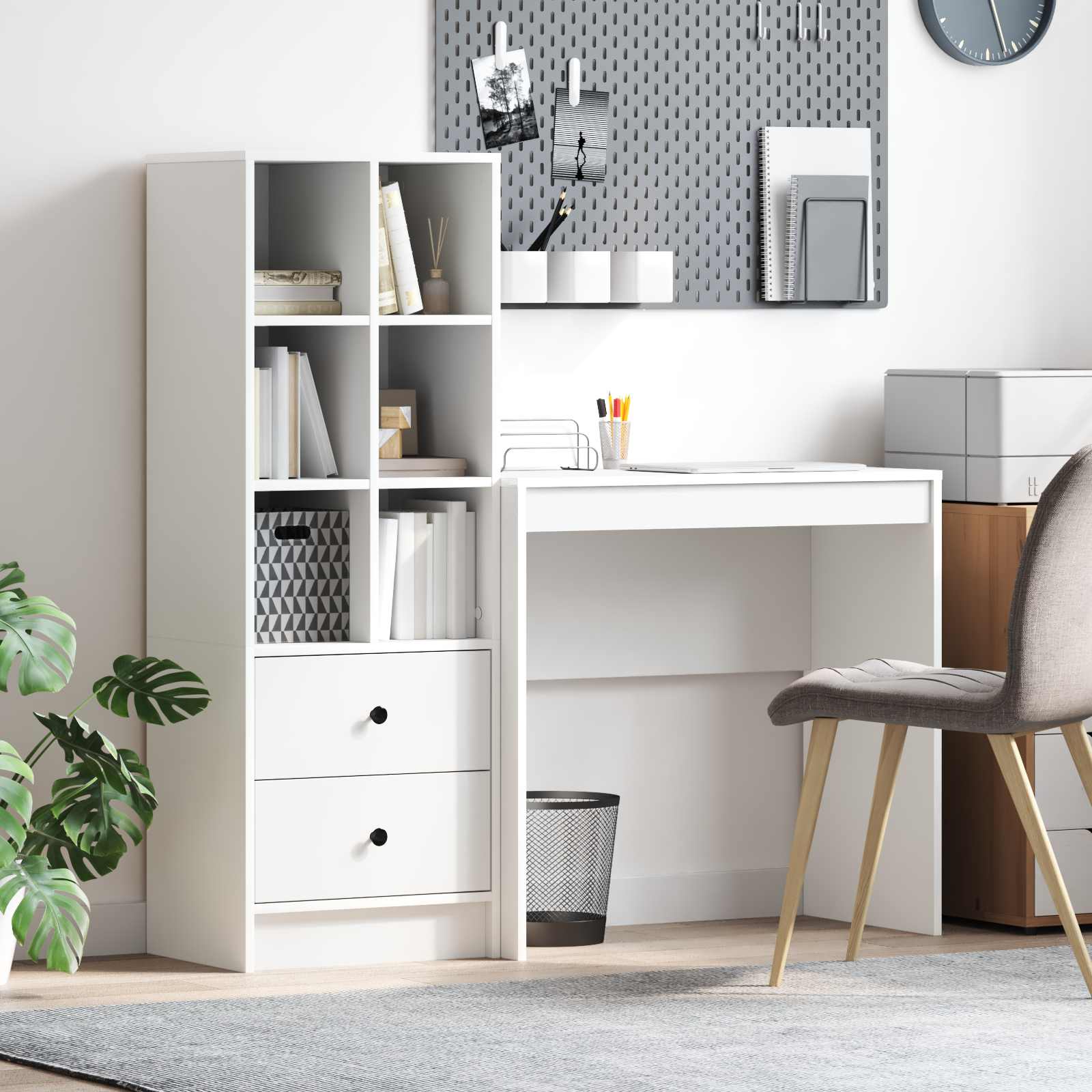 Bureau Avec Tiroir Avec Étagère 2 Pcs