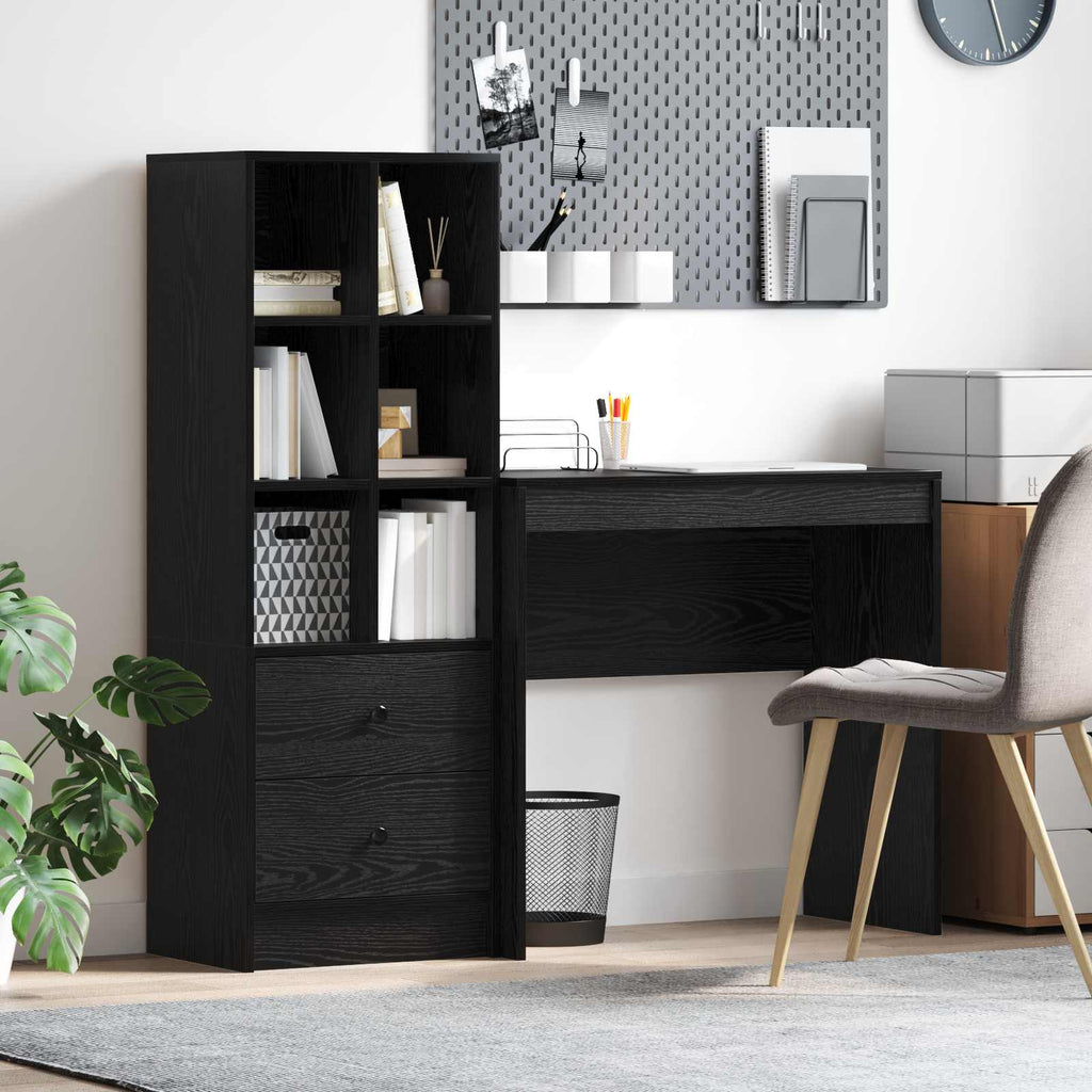 Bureau Avec Tiroir Avec Étagère 2 Pcs