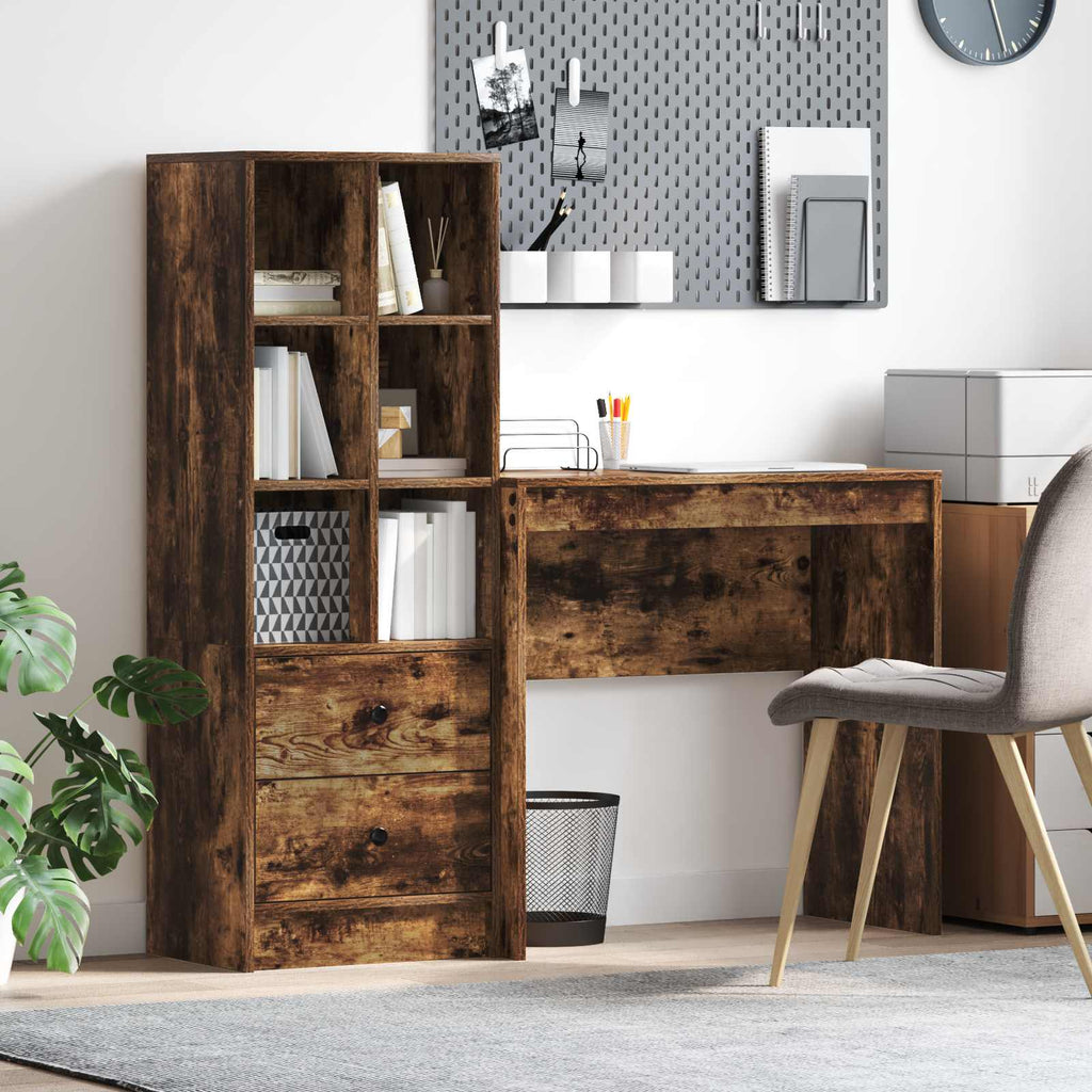 Bureau Avec Tiroir Avec Étagère 2 Pcs