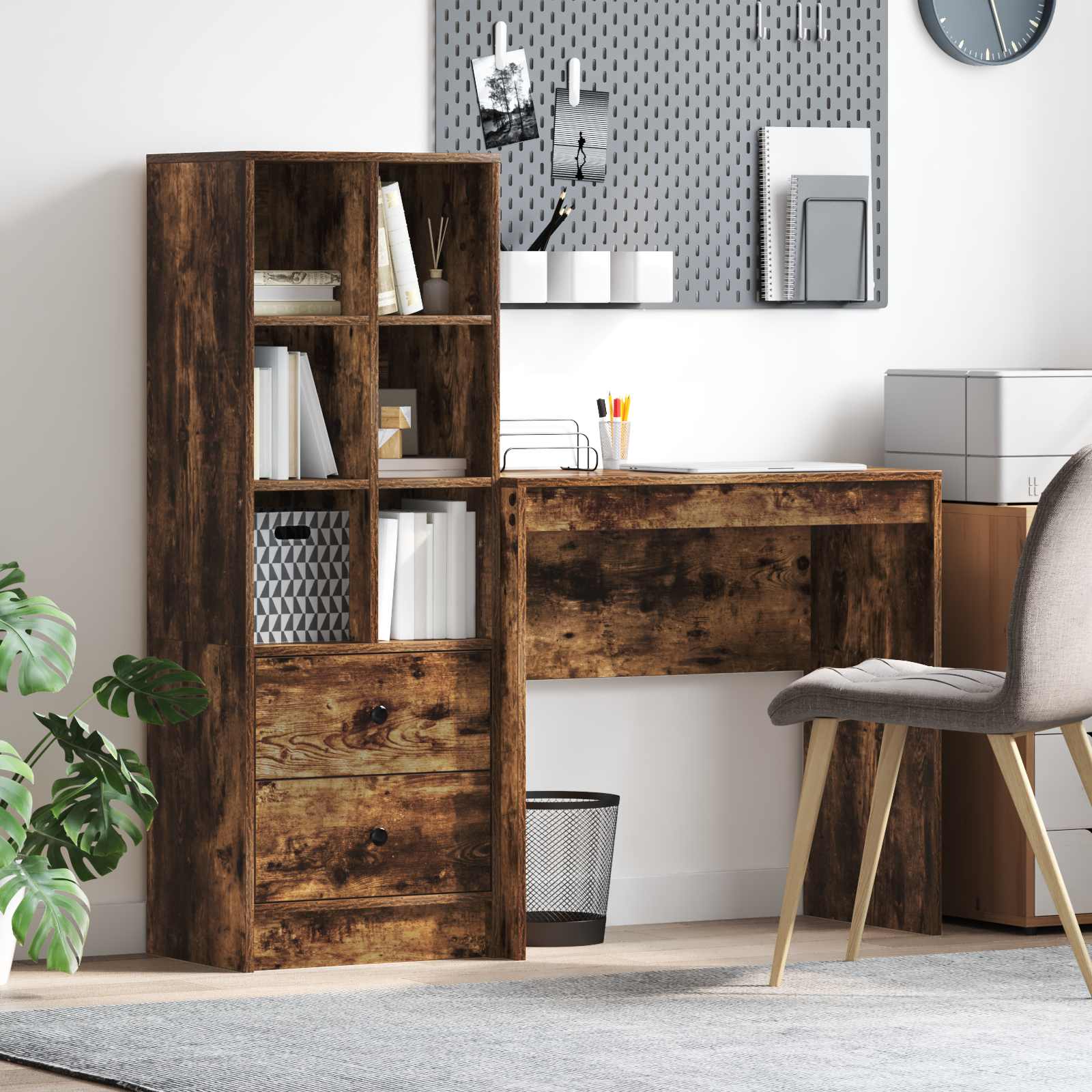 Bureau Avec Tiroir Avec Étagère 2 Pcs