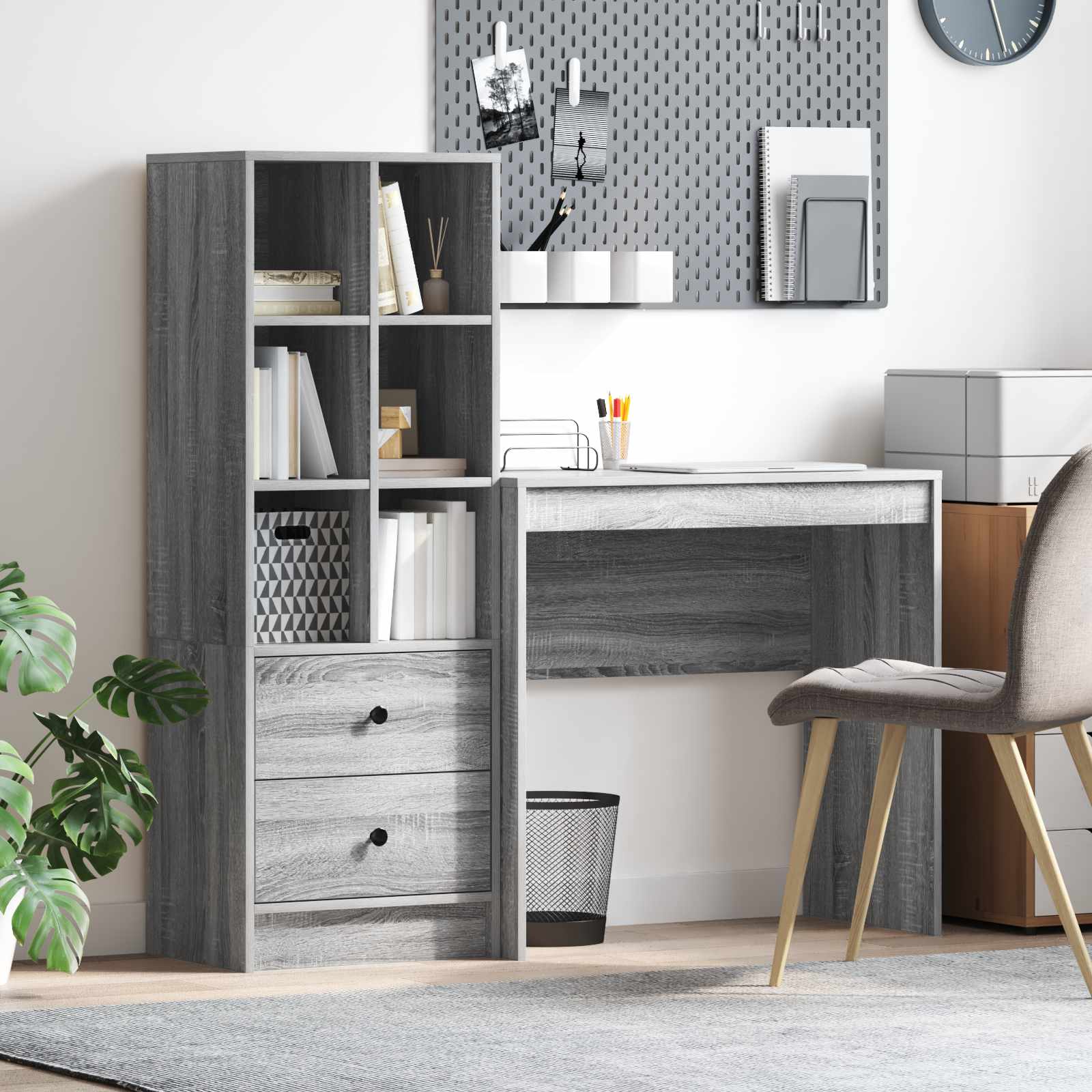 Bureau Avec Tiroir Avec Étagère 2 Pcs
