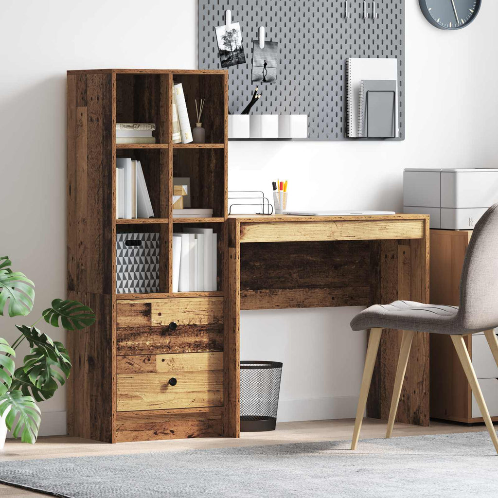 Bureau Avec Tiroir Avec Étagère 2 Pcs