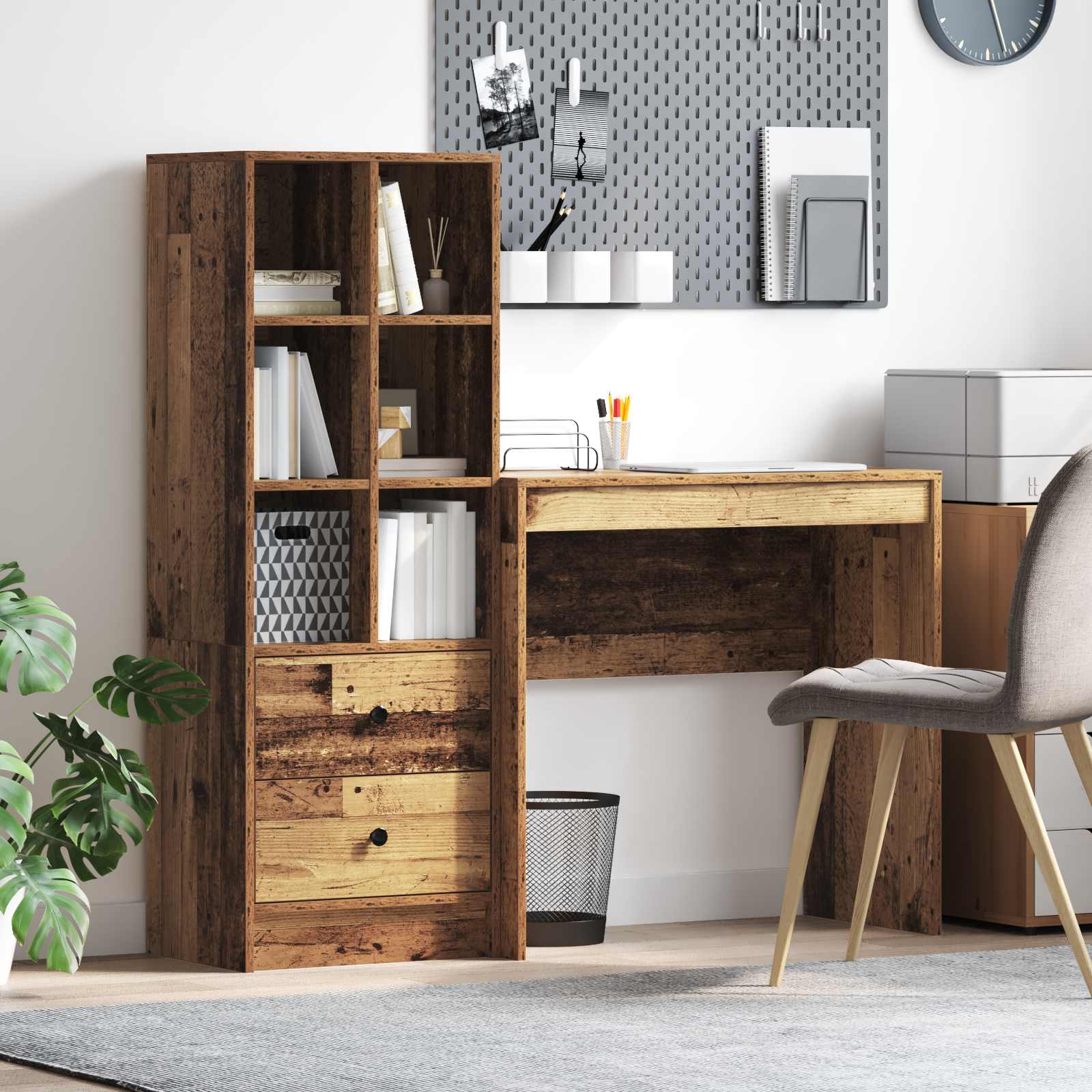 Bureau Avec Tiroir Avec Étagère 2 Pcs
