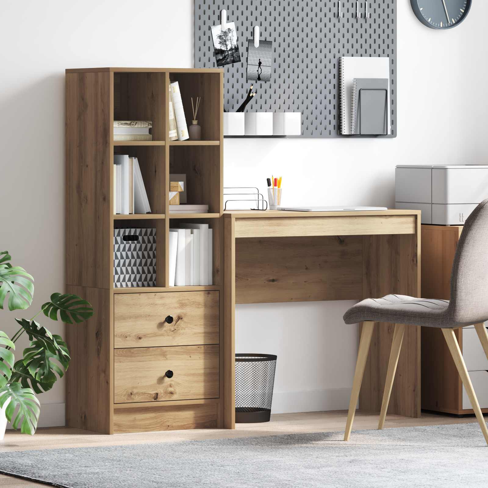 Bureau Avec Tiroir Avec Étagère 2 Pcs