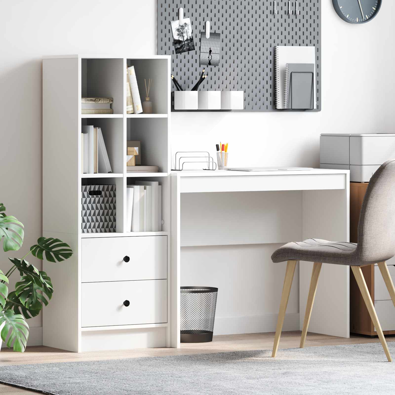 Bureau Avec Tiroir Avec Étagère 2 Pcs