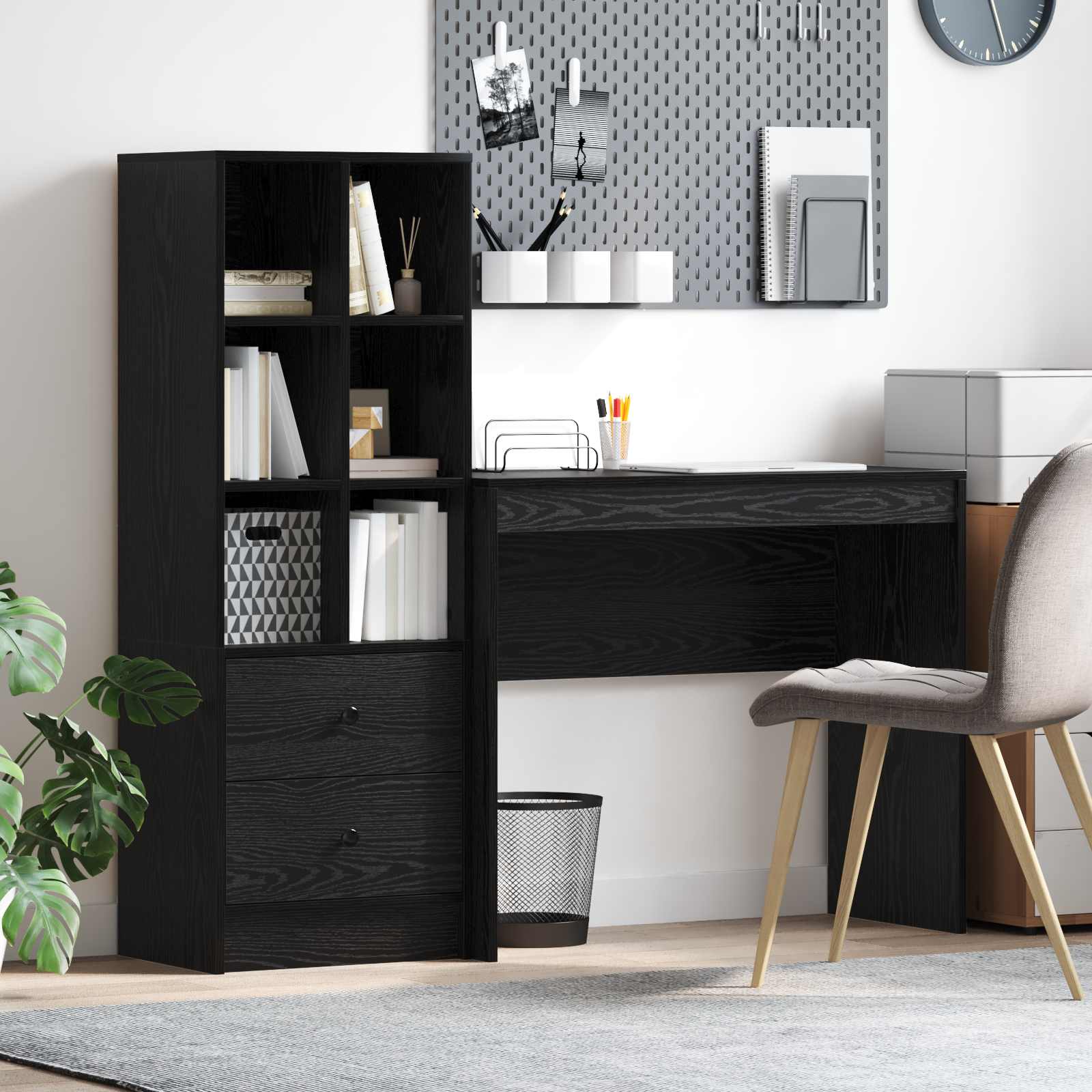Bureau Avec Tiroir Avec Étagère 2 Pcs