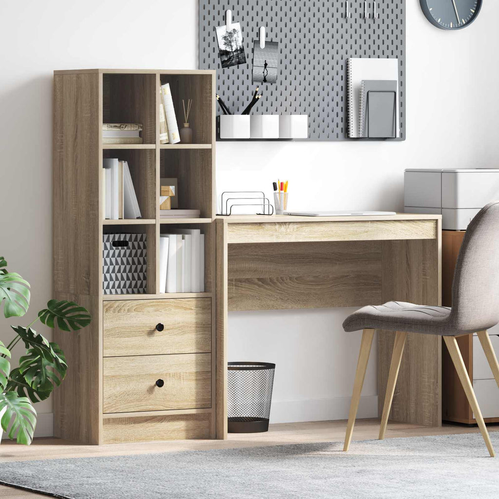 Bureau Avec Tiroir Avec Étagère 2 Pcs