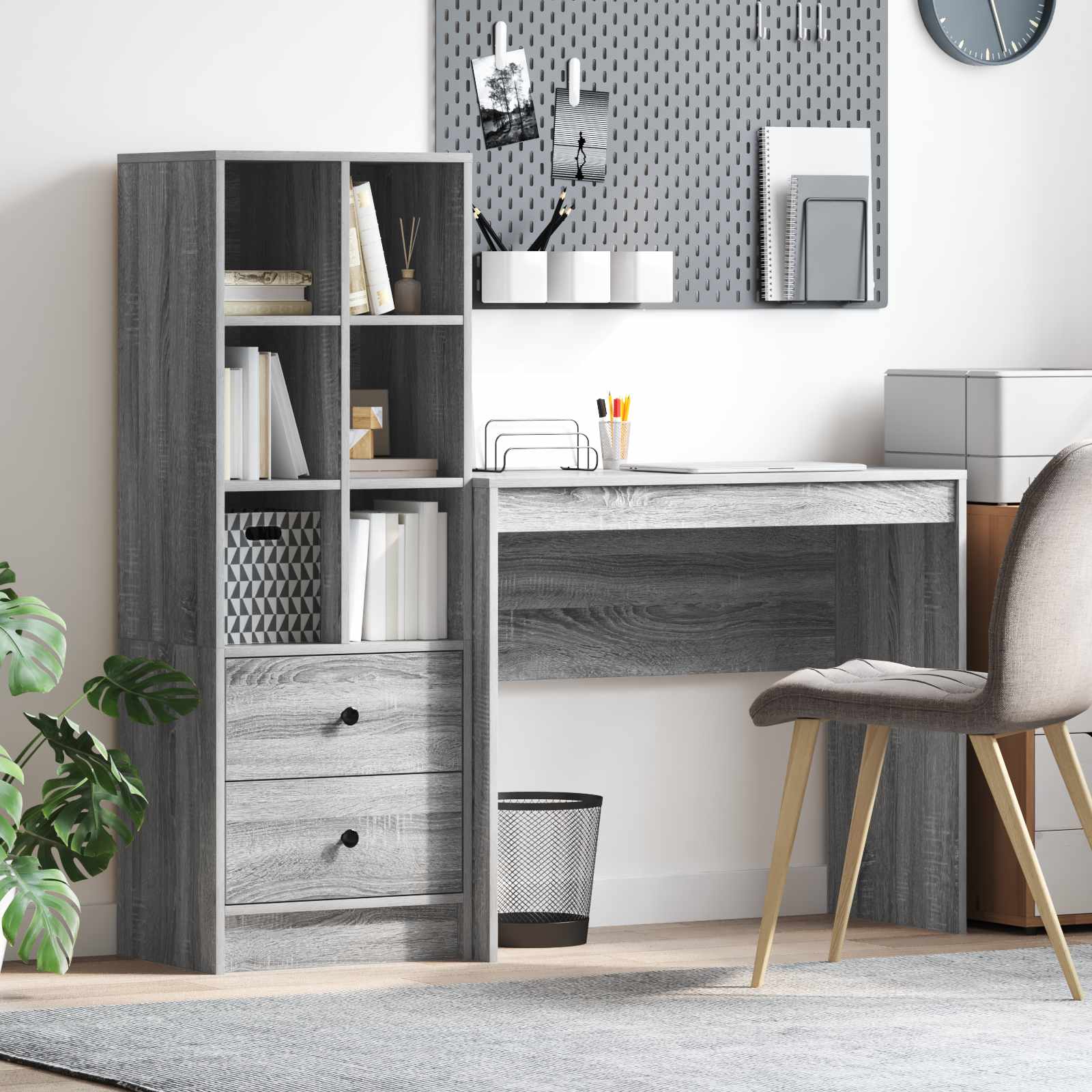 Bureau Avec Tiroir Avec Étagère 2 Pcs