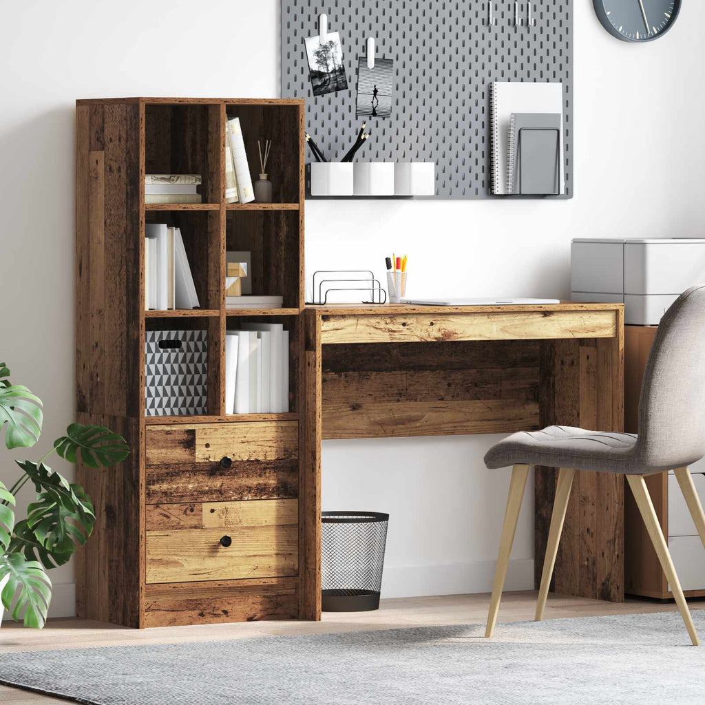 Bureau Avec Tiroir Avec Étagère 2 Pcs